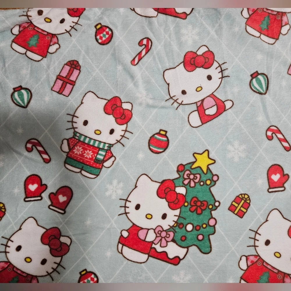 Hello Kitty Christmas Holiday Sanrio Throw Blanket 40X 50 Silk Touch